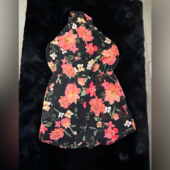 Floral Print Halter Romper - Large - Bright, Vibrant Summer Style - Picture 1 of 12